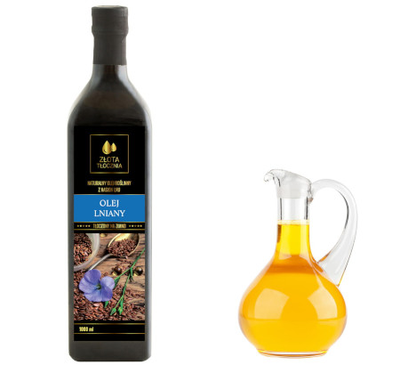 Olej lniany BUDWIGOWY 1000ml zimnotłoczony świeży, Olej lniany, Złotatłocznia
