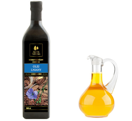 Olej lniany BUDWIGOWY 1000ml zimnotłoczony świeży, Olej lniany, Złotatłocznia