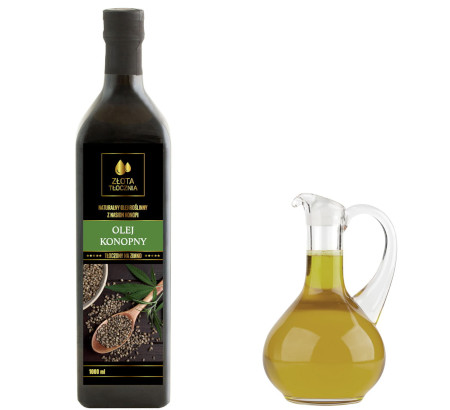 Olej z konopi konopny 1000ml zimnotłoczony świeży, Olej konopny, Złotatłocznia