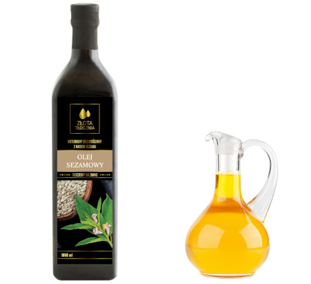 Olej sezamowy 1000ml tłoczony na zimno świeży 1l, Olej sezamowy, Złotatłocznia