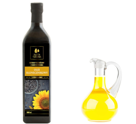 Olej słonecznikowy 1000ml zimnotłoczony świeży 1l, Olej słonecznikowy, Złotatłocznia