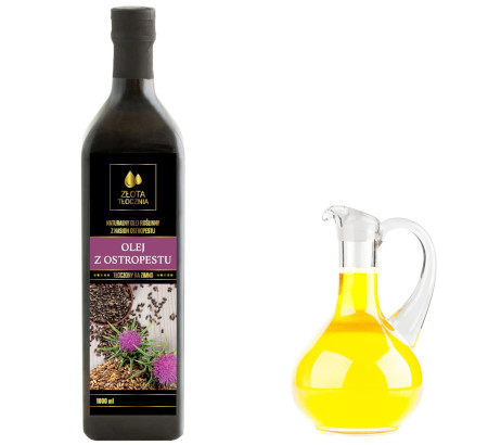 Olej z ostropestu 1000ml tłoczony na zimno świeży, Olej z ostropestu, Złotatłocznia