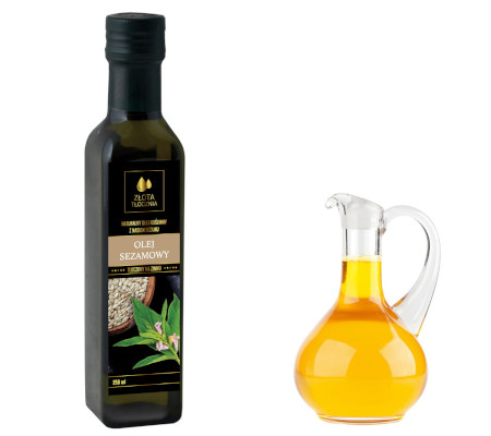Olej sezamowy 250ml tłoczony na zimno świeży, Olej sezamowy, Złotatłocznia