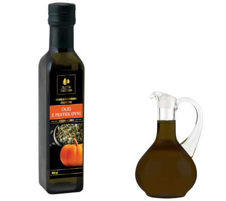 Olej z pestek dyni 250ml, świeży i zimnotłoczony 100%