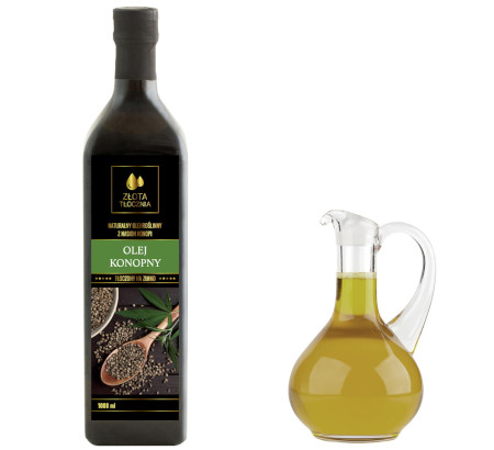 Olej z konopi konopny 1000ml zimnotłoczony świeży, Olej konopny, Złotatłocznia