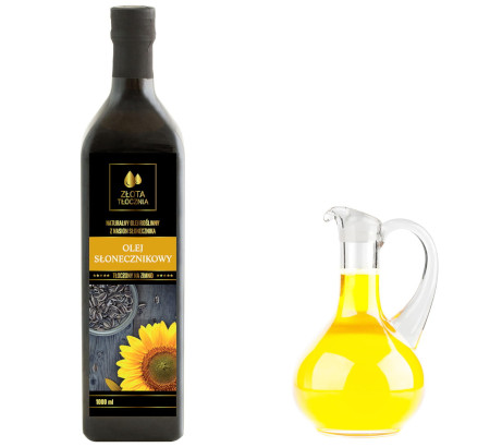 Olej słonecznikowy 1000ml zimnotłoczony świeży 1l, Olej słonecznikowy, Złotatłocznia