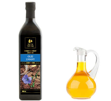 Olej lniany BUDWIGOWY 1000ml zimnotłoczony świeży, Olej lniany, Złotatłocznia