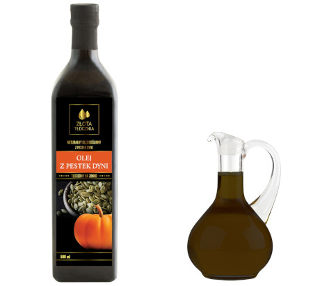 Olej z pestek dyni 500ml tłoczony na zimno 100% świeży