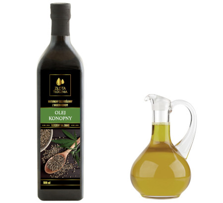 Olej z konopi konopny 500ml zimnotłoczony świeży, Olej konopny, Złotatłocznia